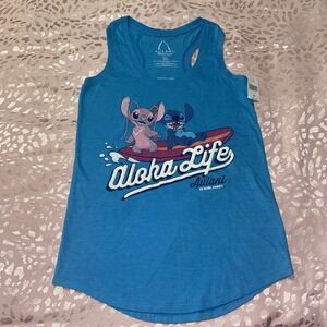 Disney Aulani Resort Surfing With Angel Stitch Blue Tank Top XS Aloha Life NWT